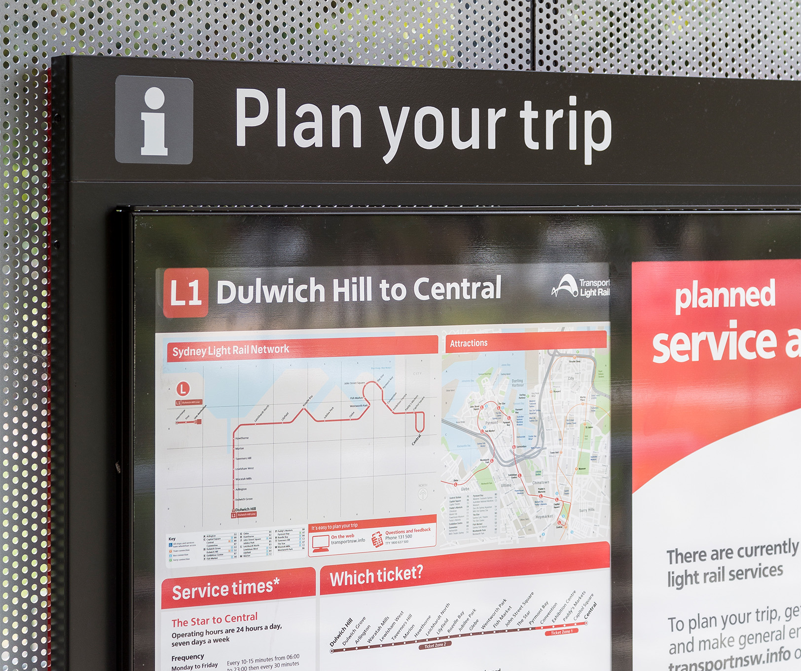 Detail of a 'plan your trip' information sign