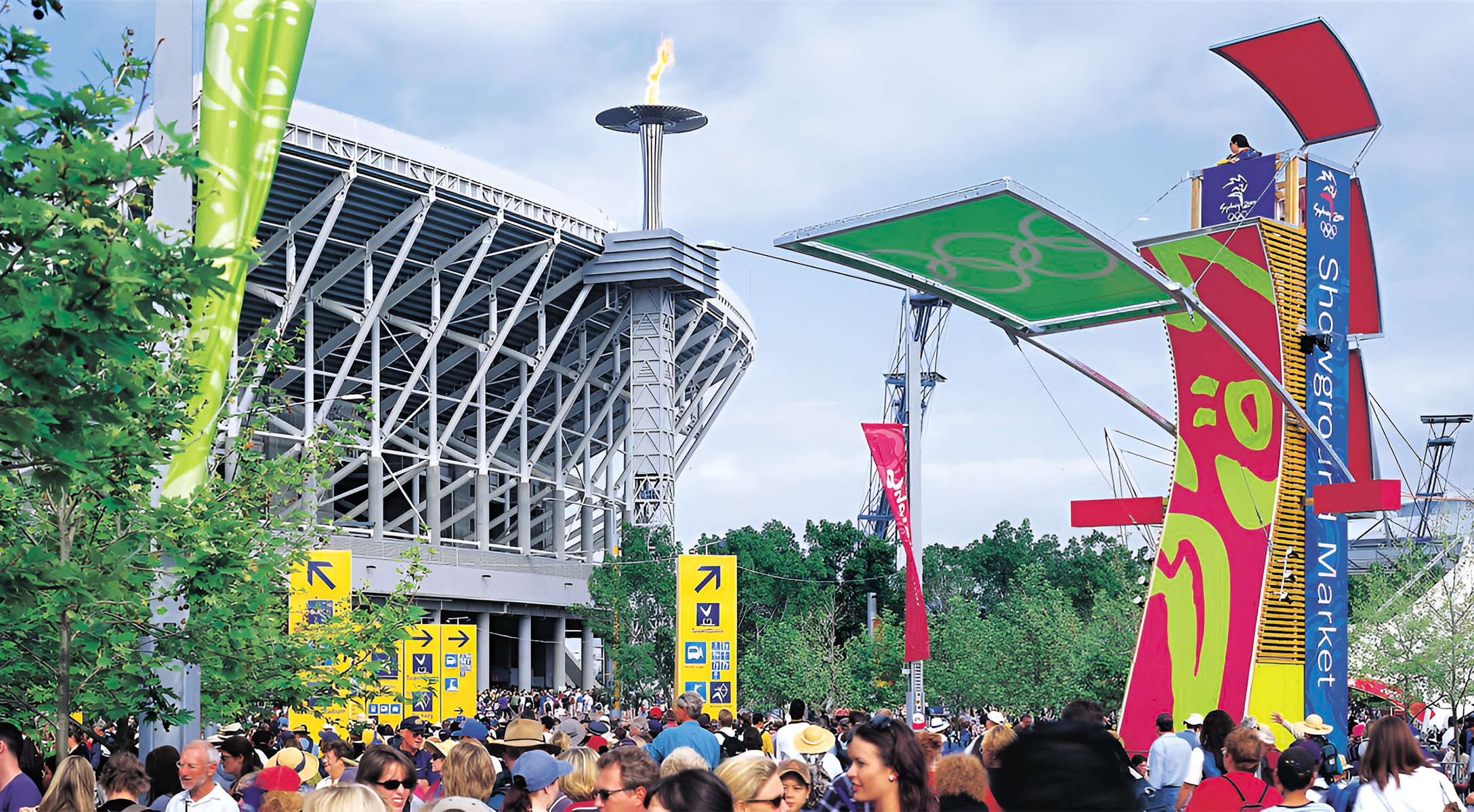 Directional wayfinding signage and brand identity at 2000 Sydney Olympics
