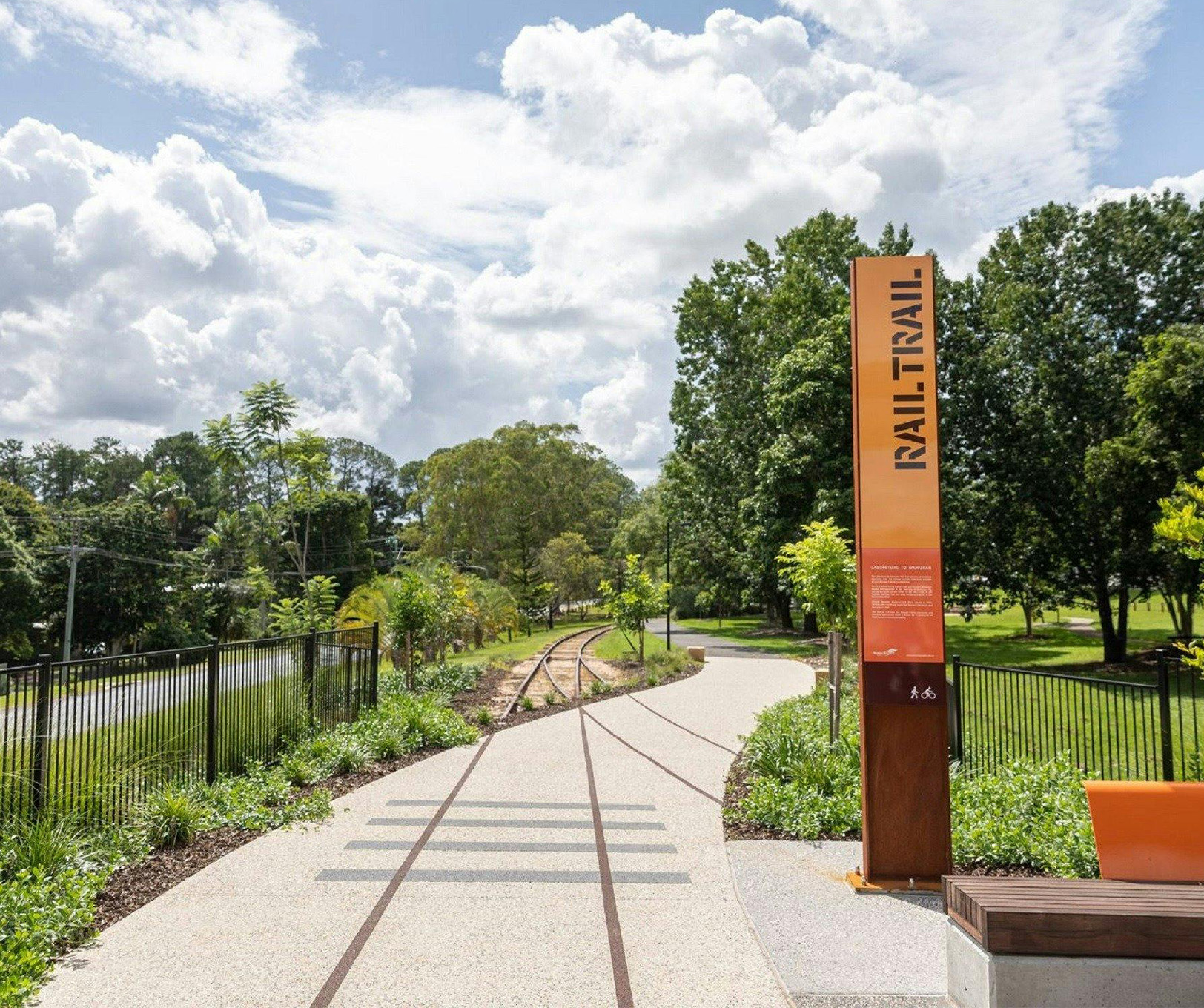 Rail trail wayfinding arrival sign