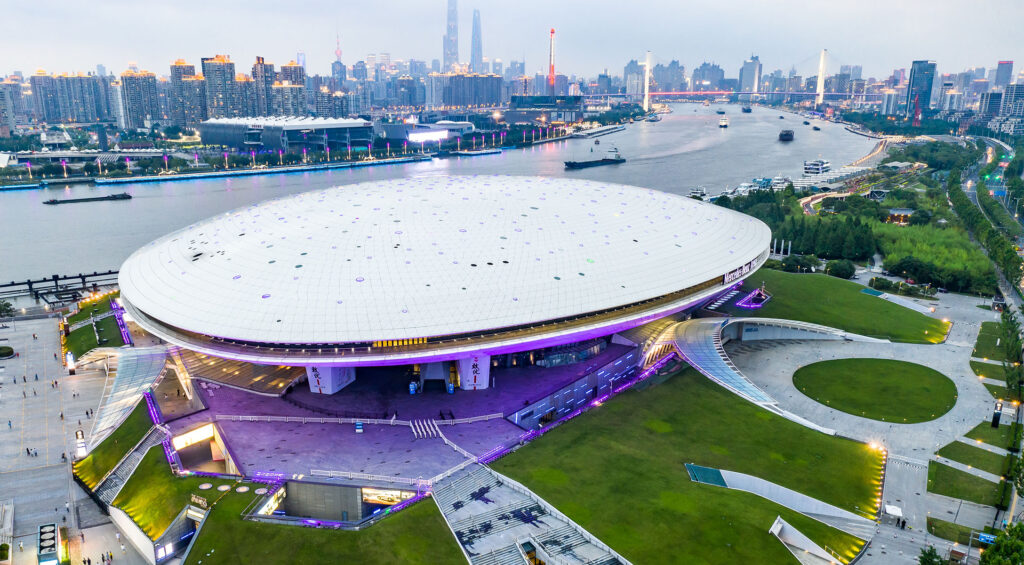 Aerial view of Mercedes Benz Arena Shanghai